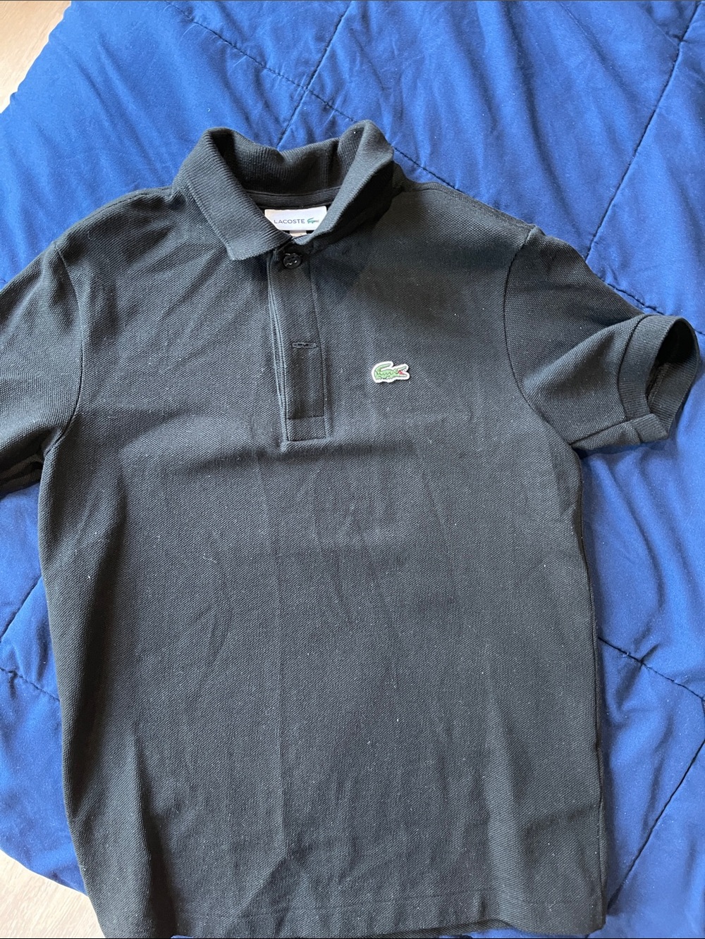 Authentic Lacoste Black Polo with Green Crocodile Patch size 8 worn once